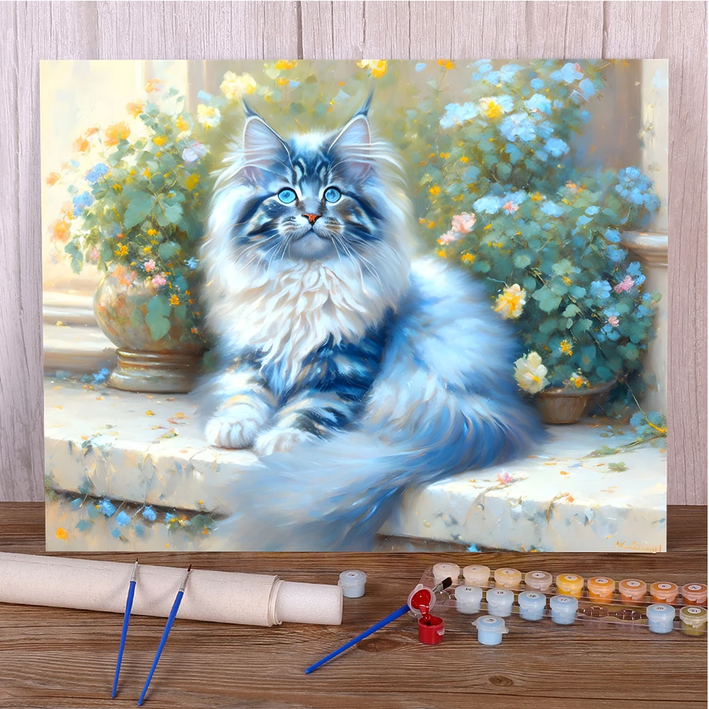 Animal Pet Cat Paint By Numbers Set Oil Paints 40*50 Painting On Canvas Loft Wall Picture For Adults Wholesale For Drawing