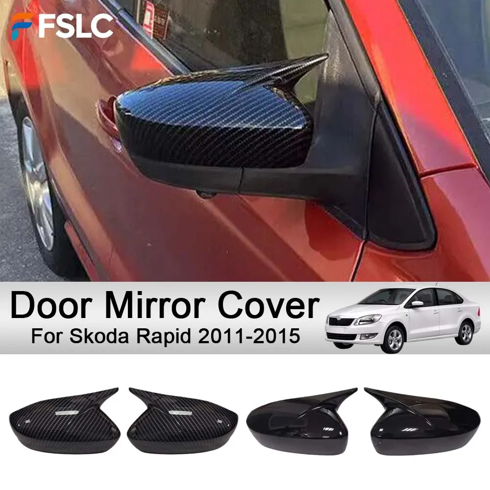 

Cars Accessories Door Mirror Cover For Skoda Rapid 2011-2015 Carbon Fiber Black Car Rearview Accessories Car Styling Upgrade