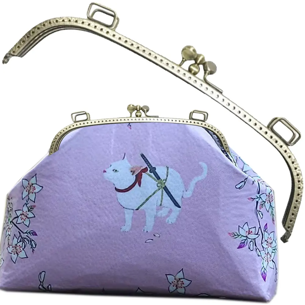 

5 шт. 24 см Двухслойная металлическая рамка для сумки-клатча, кошелька, с ручкой и застежкой-карабином, бронзовая, двойной слой