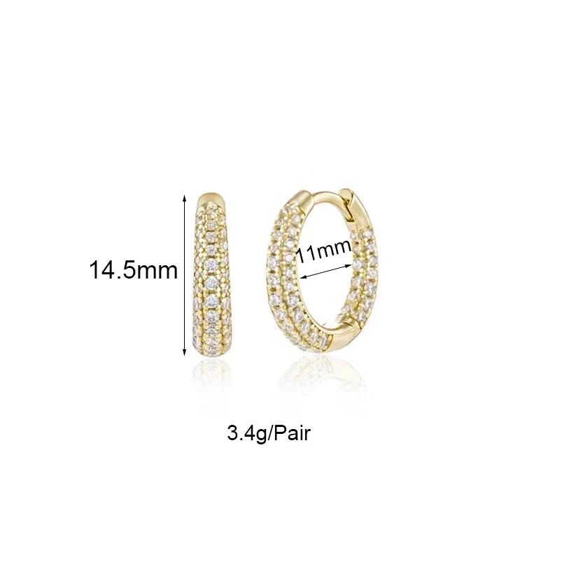 CRMYA Hoop Stud Clip Earrings for Women Classic Piercing Gold-color Cubic Zirconia Women's Earrings Set 2025 Jewelry Wholesale - Detail 1