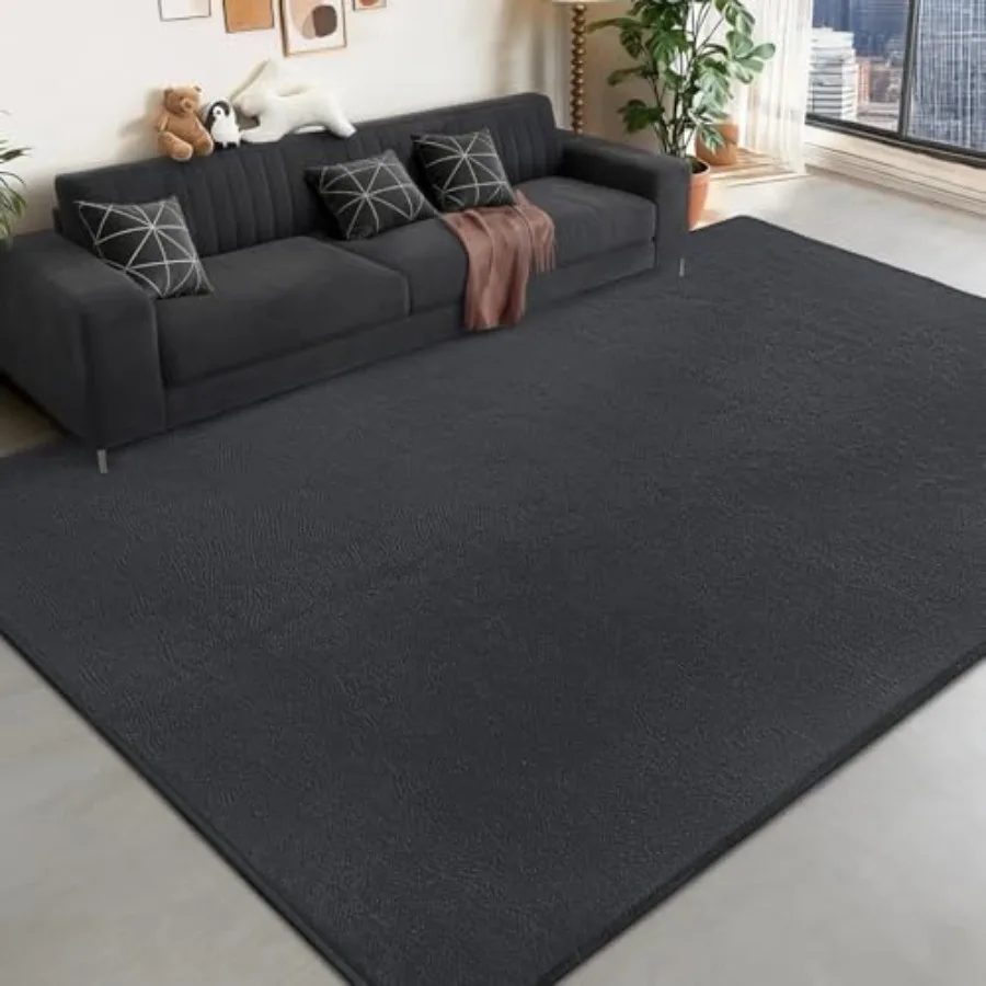 

Large Area Rugs for Bedroom Living Room - 6x9 Feet Ultra Soft Dark Grey Memory-Foam Rug, Solid Modern Minimalist Non-Slip Carpe