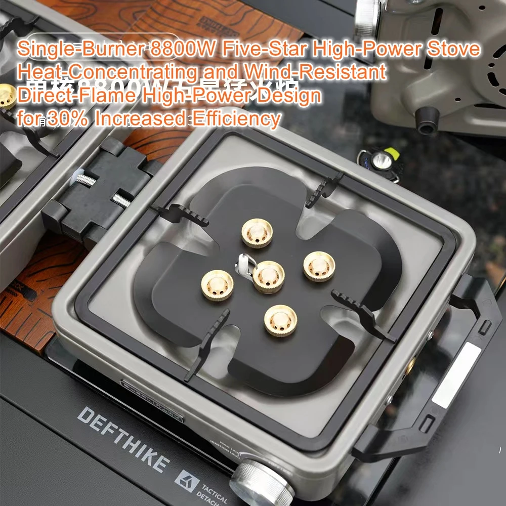 

Outdoor five-star fierce fire double head barbecue folding stove, split camping stove, card stove