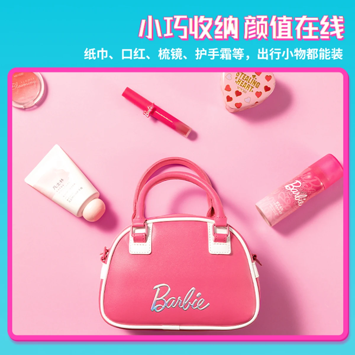 New Barbie Fashion 65th Anniversary Girls Handbag Anime Kawaii Women All-match Pu Messenger Shoulder Tote Pouch Birthday Gifts