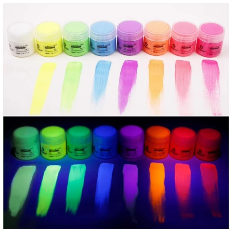 8-color Luminous Acrylic Paints Set Hand-painted Graffiti Diy Water-based Luminous Paint Luminous Clothes Shoes Bag Paint