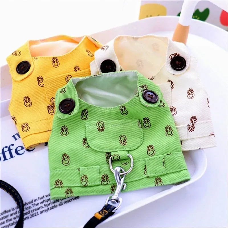 

Thin Summer Dog Vest Harness for Small Dogs Demin Dog Harness Print Pet Costume Cat Clothing Chihuahua Corgi Outdoor Dog Clothes