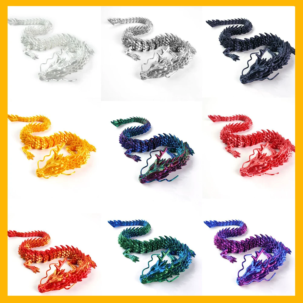 3D Printed Toys Mythological Dragon Multi-joint Ornament Kids Toys Realistic Animal Figures Decorative Desktop Boys Gifts Toy