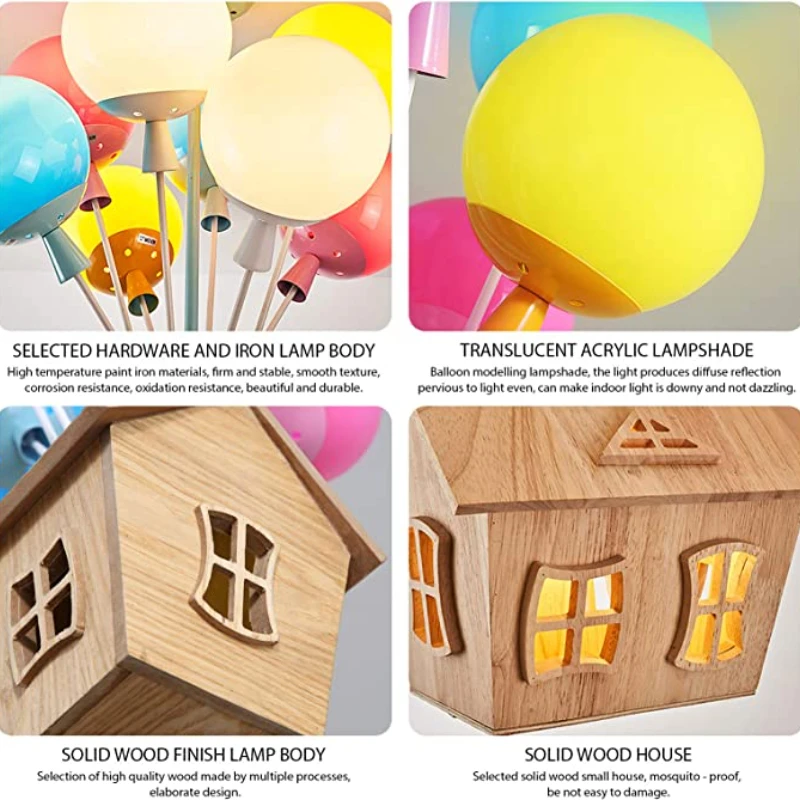 Imagem -05 - Moderno dos Desenhos Animados Balão Luz de Teto Crianças Lâmpadas Pingente Vidro Colorido Meninos e Meninas Quarto Decoração Luzes Led