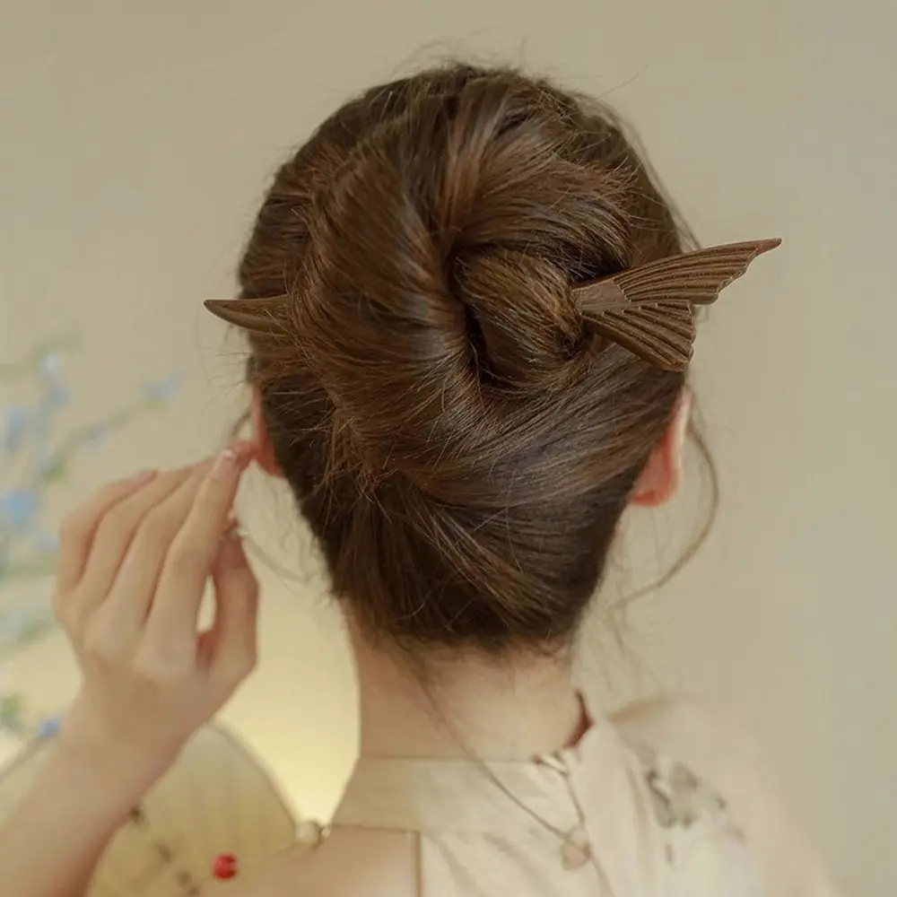 

Antique Wood Wooden Hair Stick Butterfly Cat Chinese Style Hairpin Hair Chopstick Rabbit Hanfu Headwear Hairstyle Design Tool