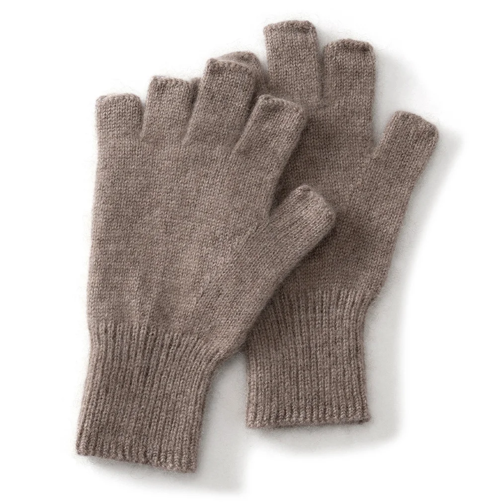 High Quality 100% Pure Cashmere Half Finger Gloves Women Soft Warm With Fourchettes Knitted Gloves For Driving Outdoor Sports