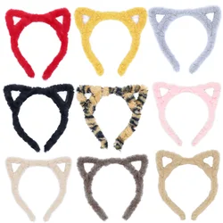 Furry Cat Ears Headband Halloween Cosplay Cat Women Hairband, Black White Pink Kakhi