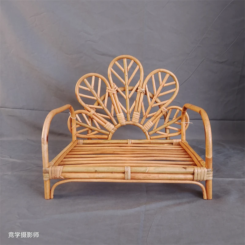 

2022 Newborn Photography Props Basket Vintage Rattan Baby Bed Weaving Baskets Wooden Crib for Bebe Photo Shoot Photo Furniture