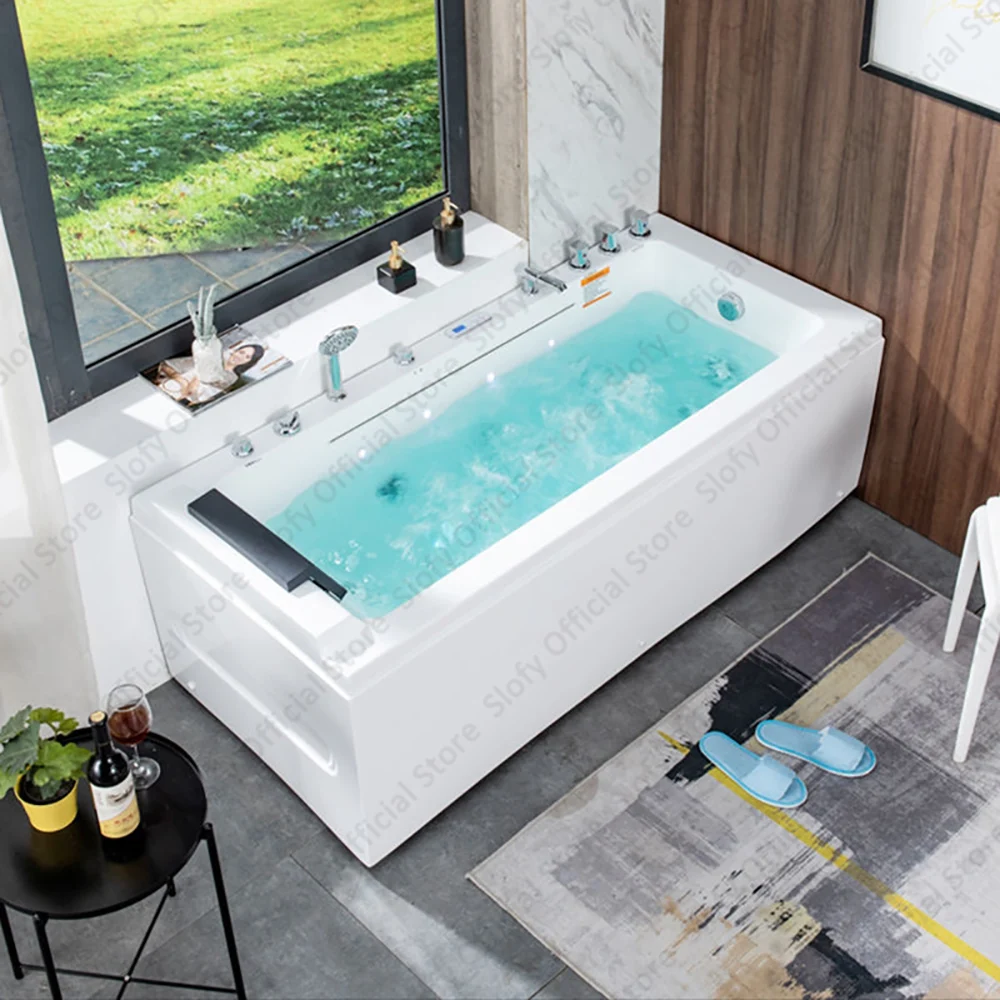 Acrylic Bathtub High Load-bearing Capacity Dual-side Skirt Left/Right Skirt, Multifunctional Modern Bathroom Furniture 1.5-Meter