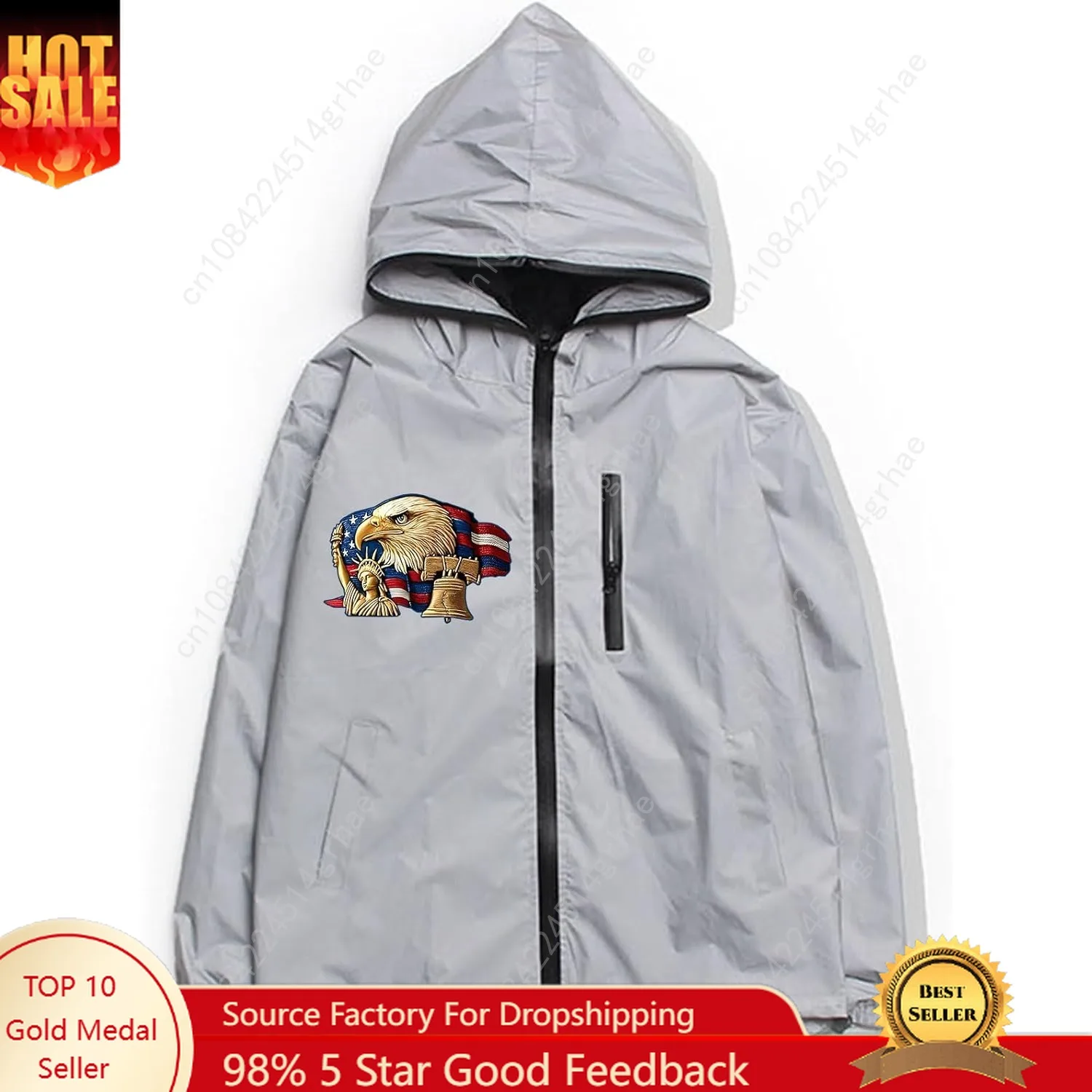 

Liberty United States 250 Anniversary Jackets Mens Women Reflective Coat Windbreaker Zipper Hoodie