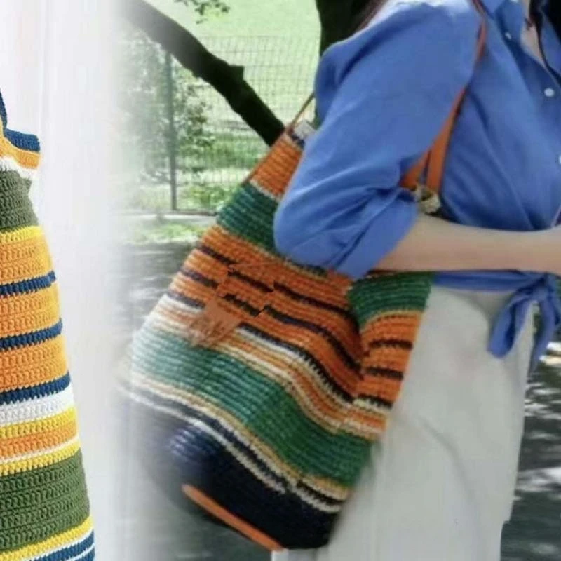 200g Large Lafite Grass Cotton Thread, Hand Woven Hat Bag Colorful DIY Fancy Rope, Two Ply Soft, Smooth and Slightly Elastic