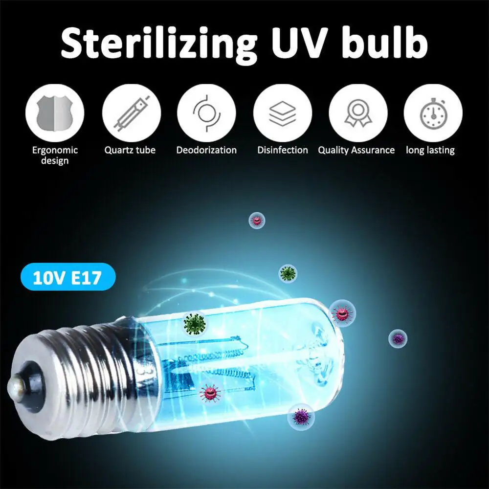 UVC UV Ozone Disinfection Lamp Mite Killing Lamp (With Ozone Model) 3W Quartz Stone Glass LED Light 110v 220v