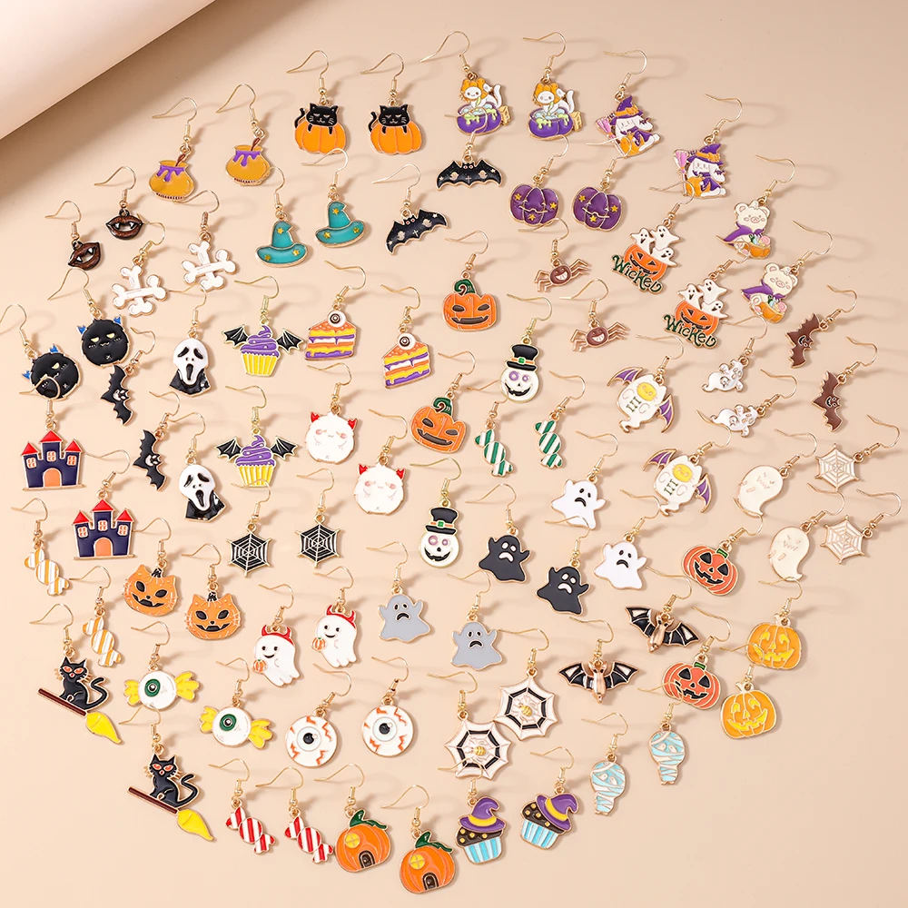 Mode Halloween Ohrringe Kürbis Geist Mumie Hexe Fledermaus Tropfen Ohrringe für Frauen Mädchen Halloween Nacht Party Schmuck Geschenke