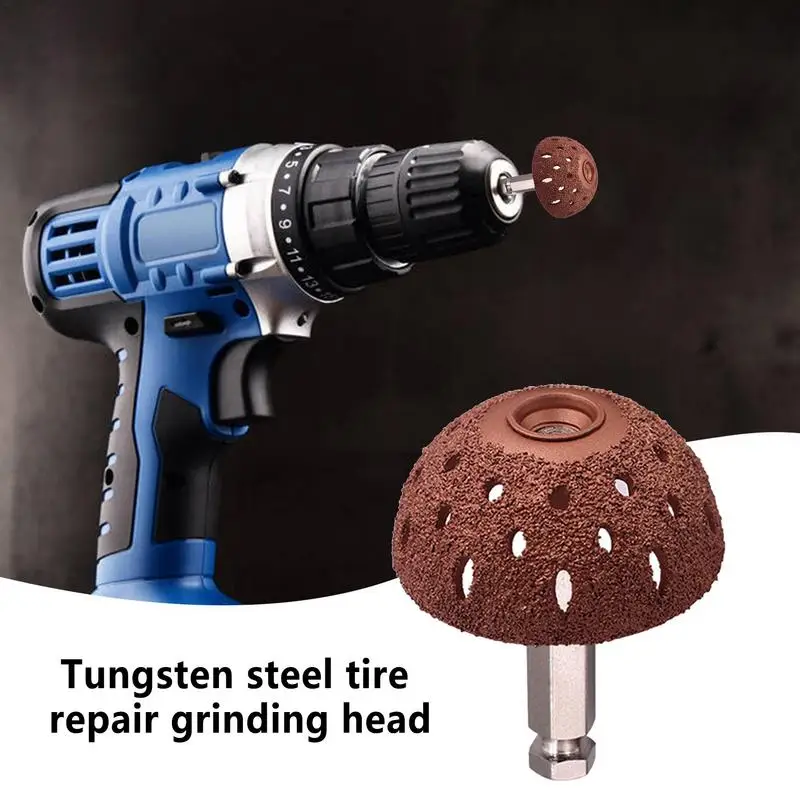 Tire Repair Grinder Wheel Bowl Tire Grinding Head Rasp Buffer Ball Tyre Repair Hand Tool Buffing Wheel/Adaptor Tire Repair Patch