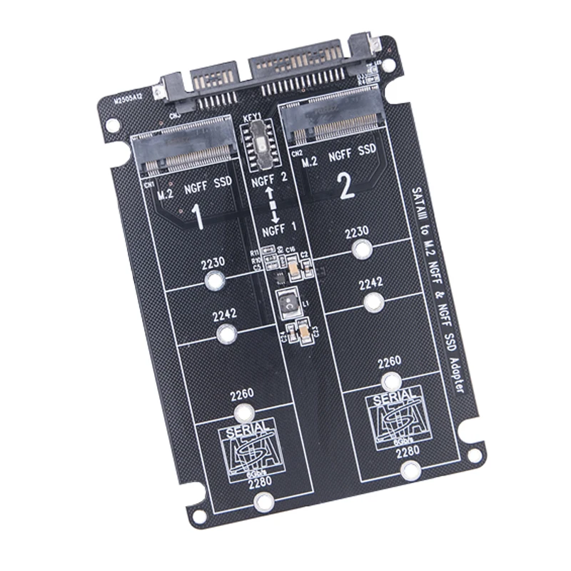 

Dual NGFF to SATA Adapter 2 Port M.2 SATA SSD B Key to SATA3.0 6Gbps Riser Board Converter for 2230 2242 2260 2280 M2 SSD for PC