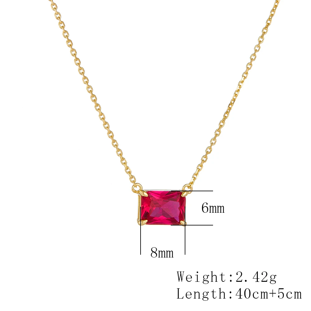 Collier pendentif en argent regardé 925 pour femme, plaqué or 14 carats, pierre précieuse rouge, bijoux classiques