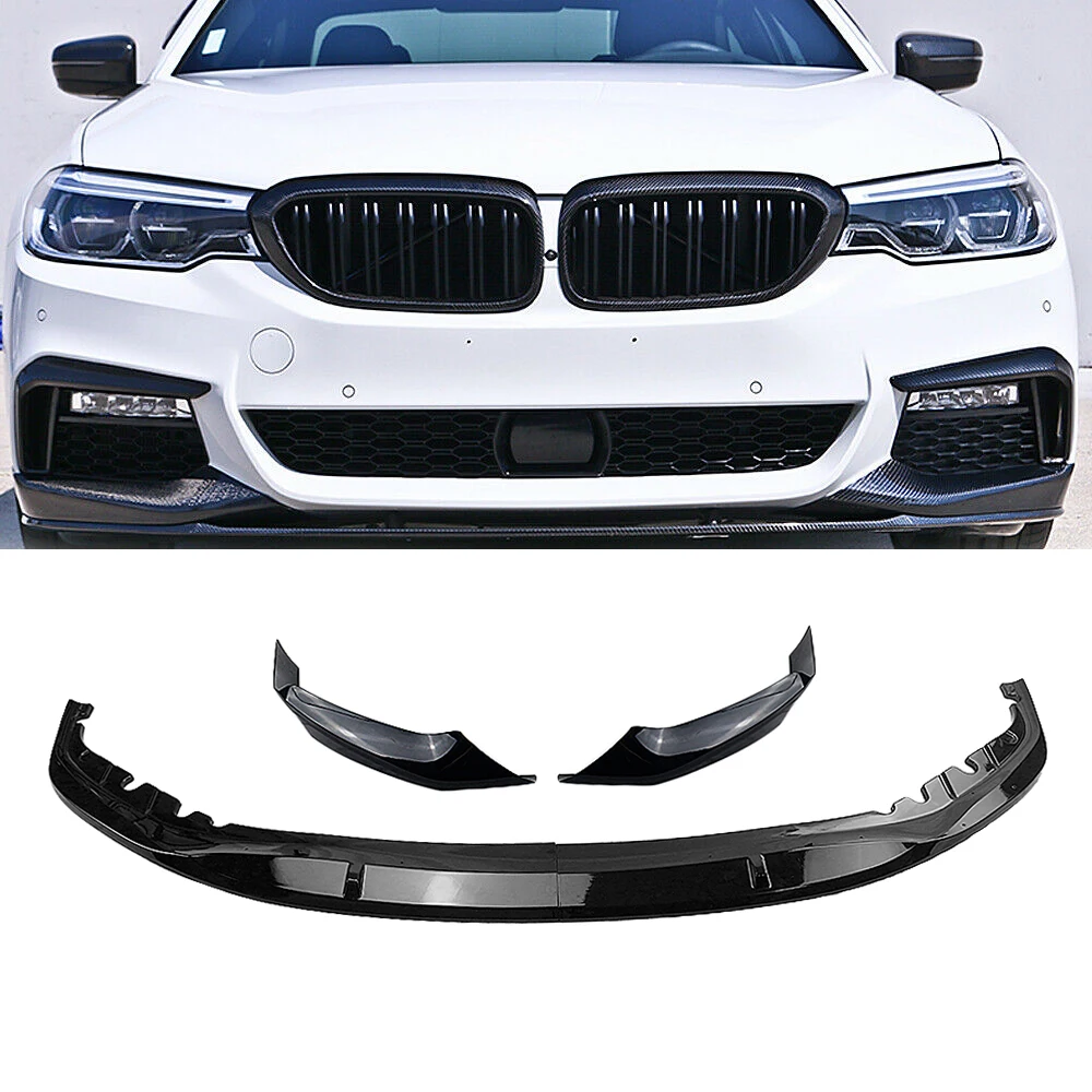 

For BMW 5 Series G30 G31 M Tech Sport 2017-2020 520i 525i 530i 540i Front Bumper Spoiler Lip Gloss Black/Carbon Fiber Look Kit