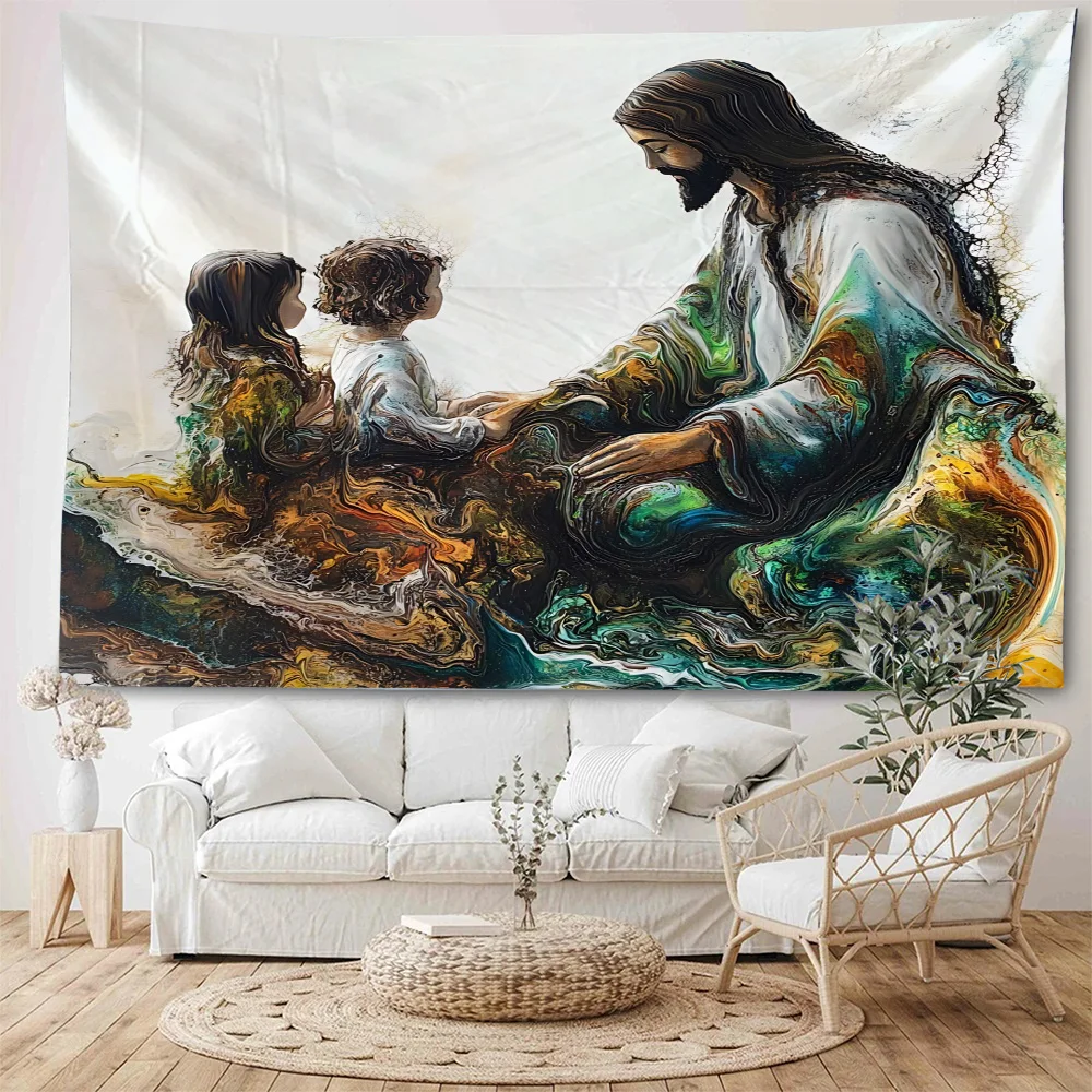 God's Son, Christ Jesus, Religious Belief Background, Decorative Tapestry, Home Living Room Background, Wall Decoration, Tapestr