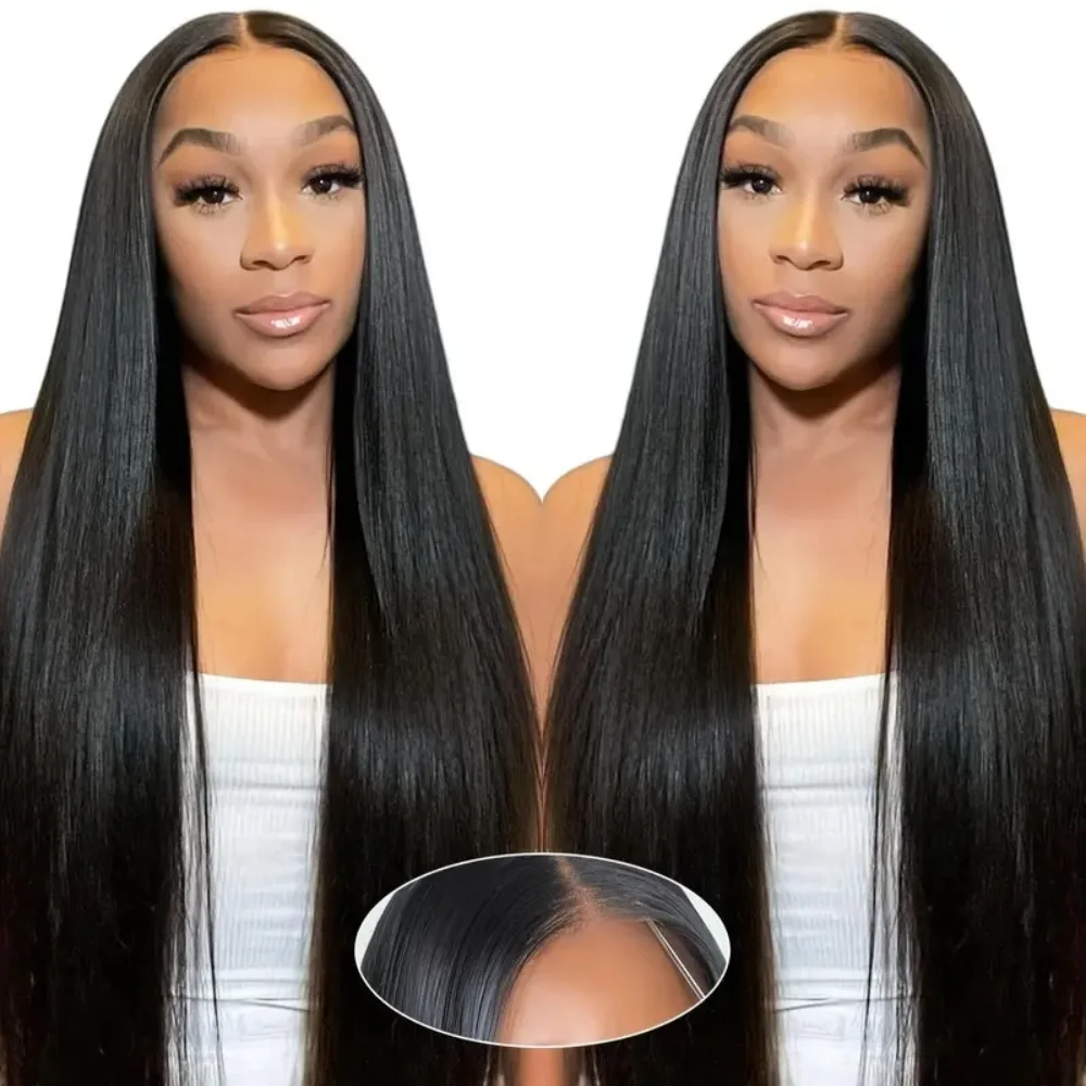 Straight Glueless 100% Human Hair Wigs 180% Density Pre Plucked Pre Cut 6x4 5x5 Lace Closure Wigs For Women Put On And Go Wig