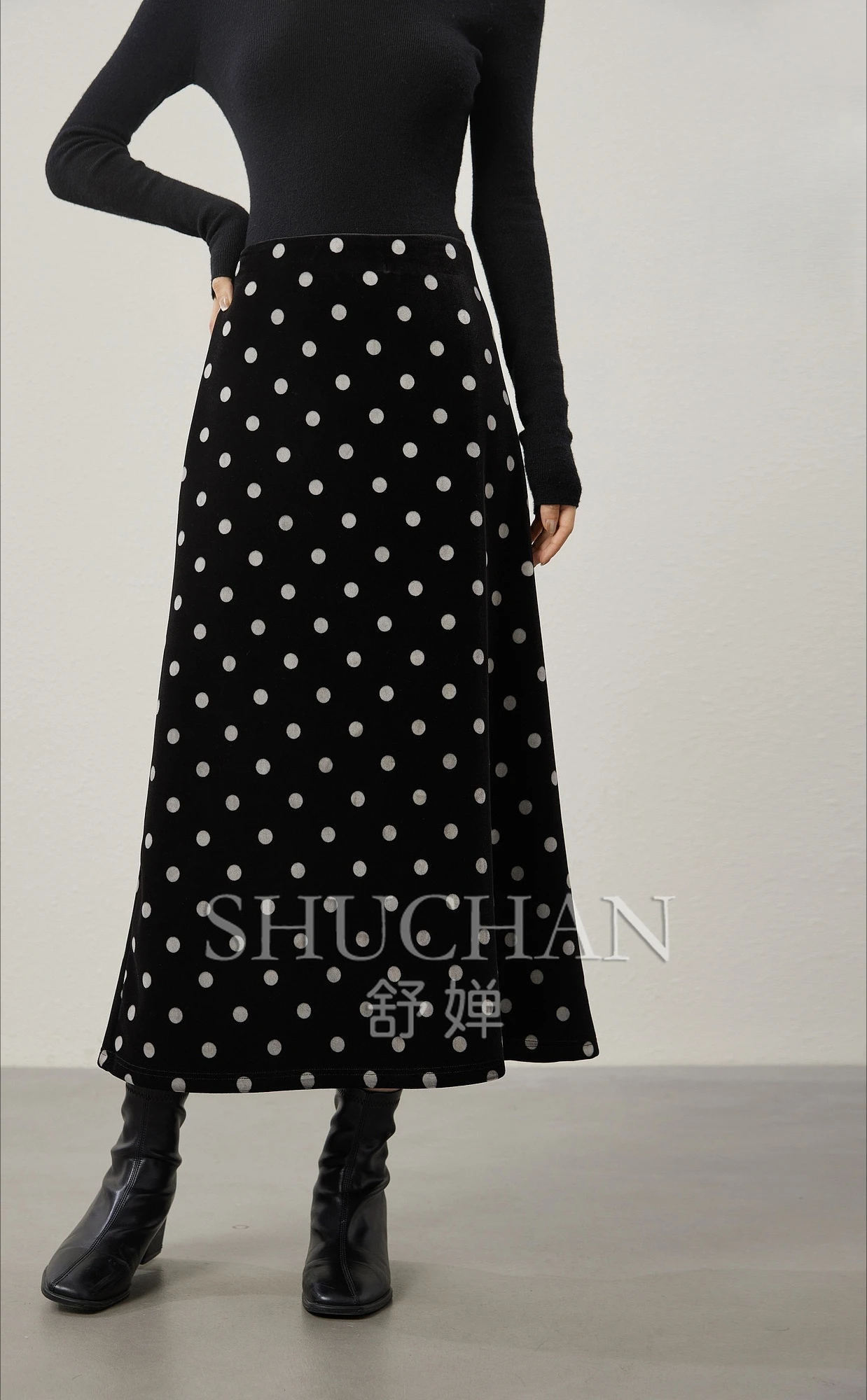 

Classic Polka Dots, High-waisted Long Skirt Women POLYESTER SPANDEX Korean Fashion Clothing Faldas Mujer Moda 2024