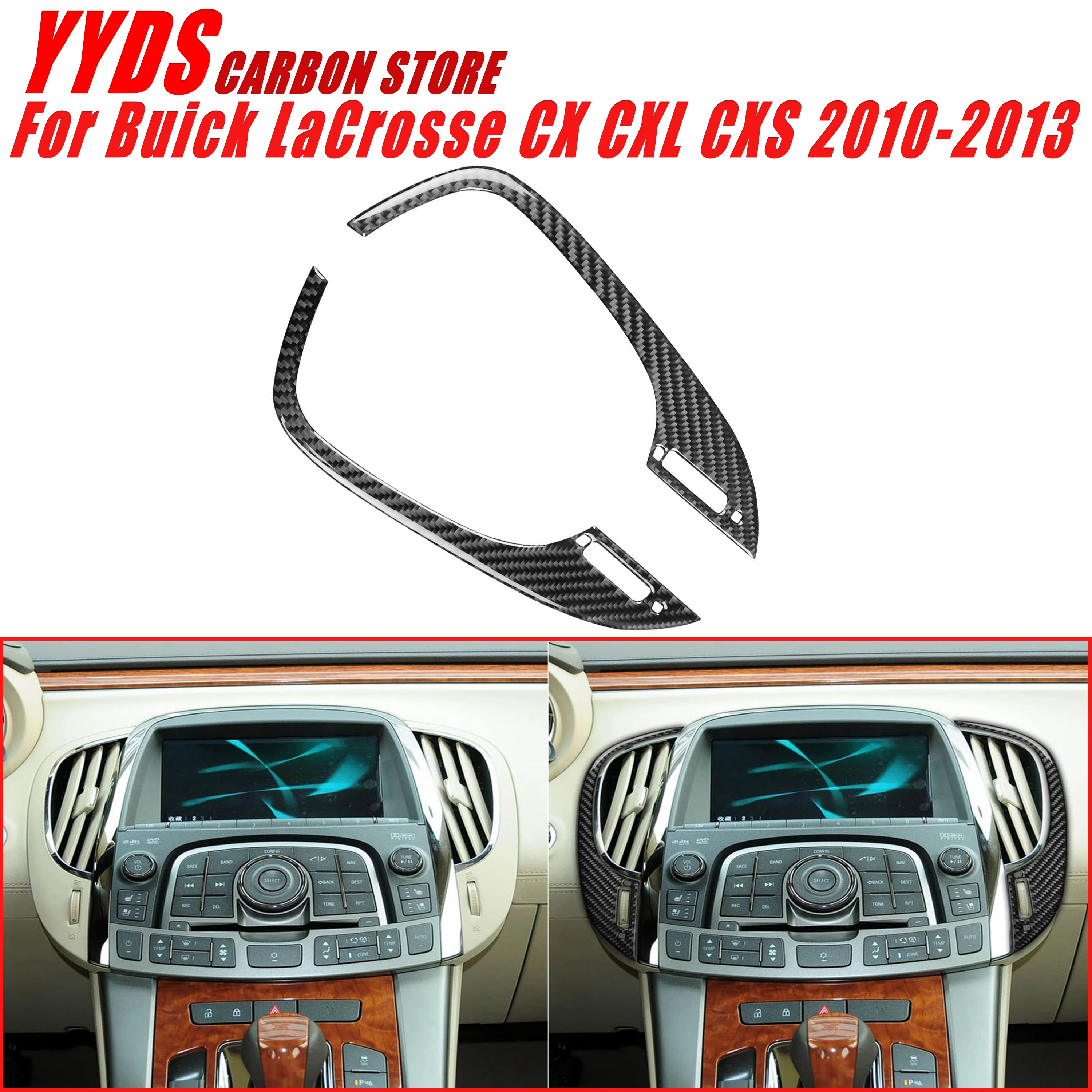 For Buick LaCrosse CX CXL CXS 2010-2013 Real Soft Carbon Fiber Car Interior Center Console Dashboard Air Vent Outlet Cover Trim