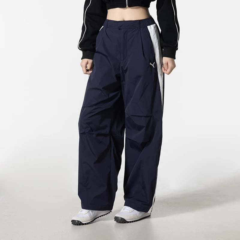 Puma genuine T7 color contrasting fashionable multi pocket mid waist women's casual pants 637442-16