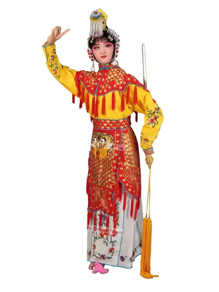 Farewell concubine Yu Ji fish scale armor Outfit Phoenix robe embroidered outer Cloak Operas Drama stage performance costume