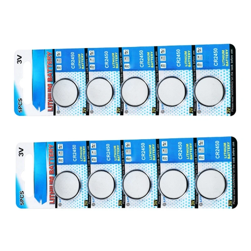 J6PA 10pc/5pc Long Life 3V Lithium Button Coin Battery CR2450 Batteries Power Sources