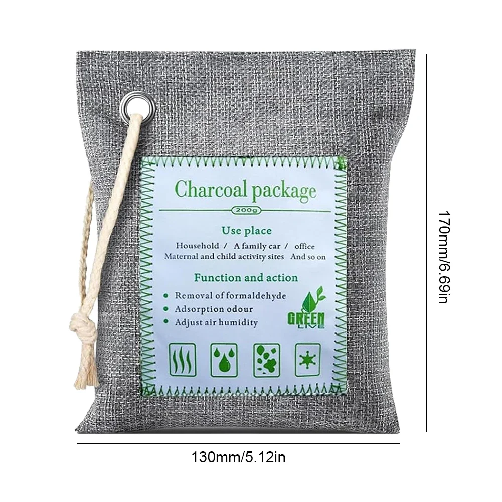 Bamboo Charcoal Air Purifying Bags 2x200g Nature Fresh Air Purifier Bags Reusable Odor Absorber Moisture Absorber for Car Closet