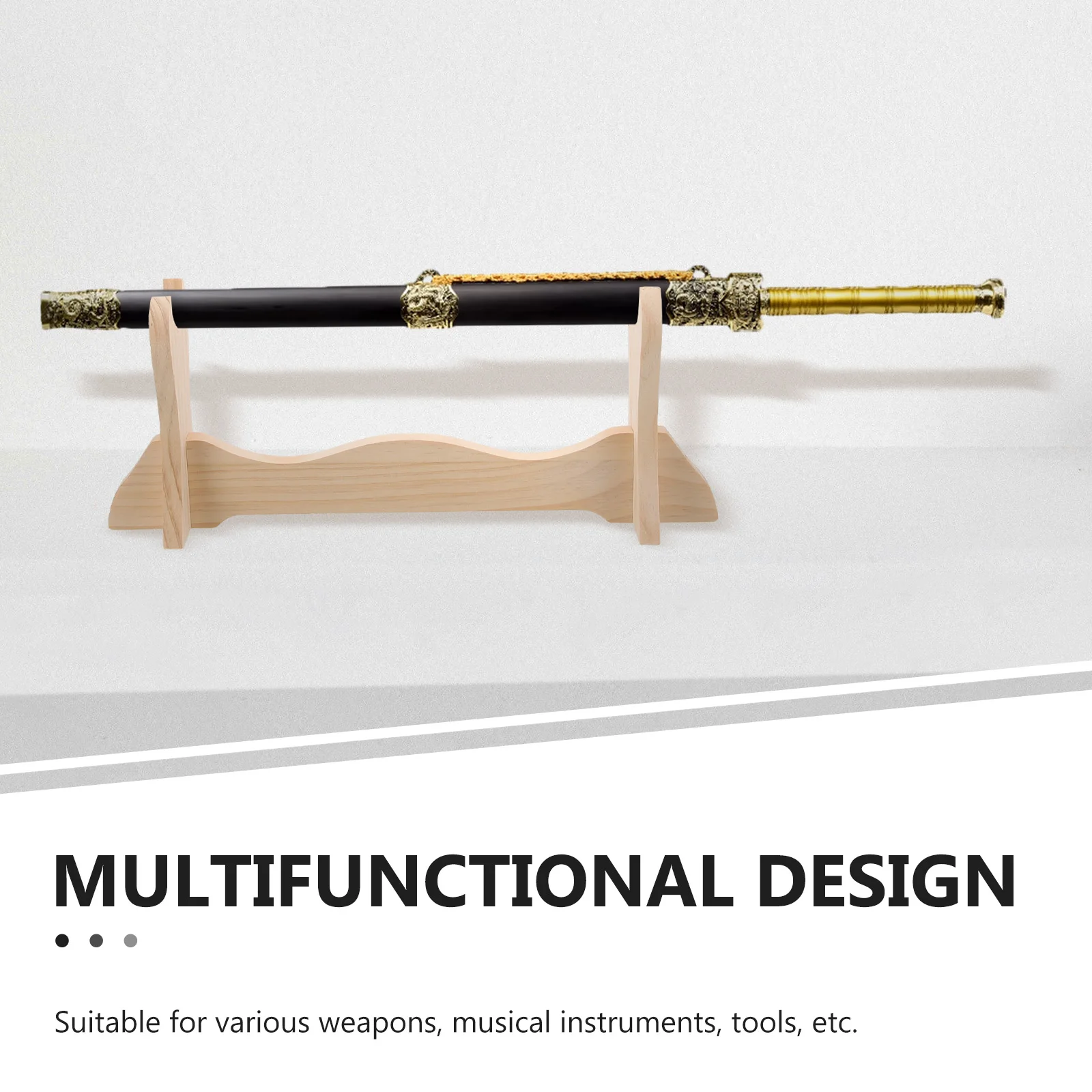 

Solid Wood Sword Stand Desktop Swords Organizer Decorative Holder Floor Household Rack Flute Display