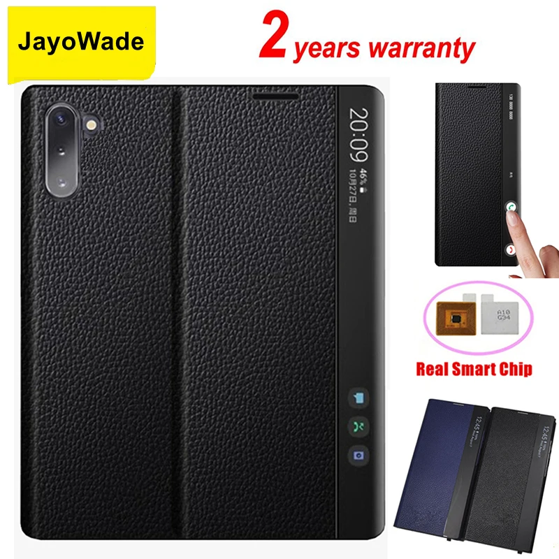 JayoWade Retro Flip Cover For Samsung Galaxy Note 10 SM-N9700 Window View Free-flip Flip-free Smart Chip Leather Case Note10