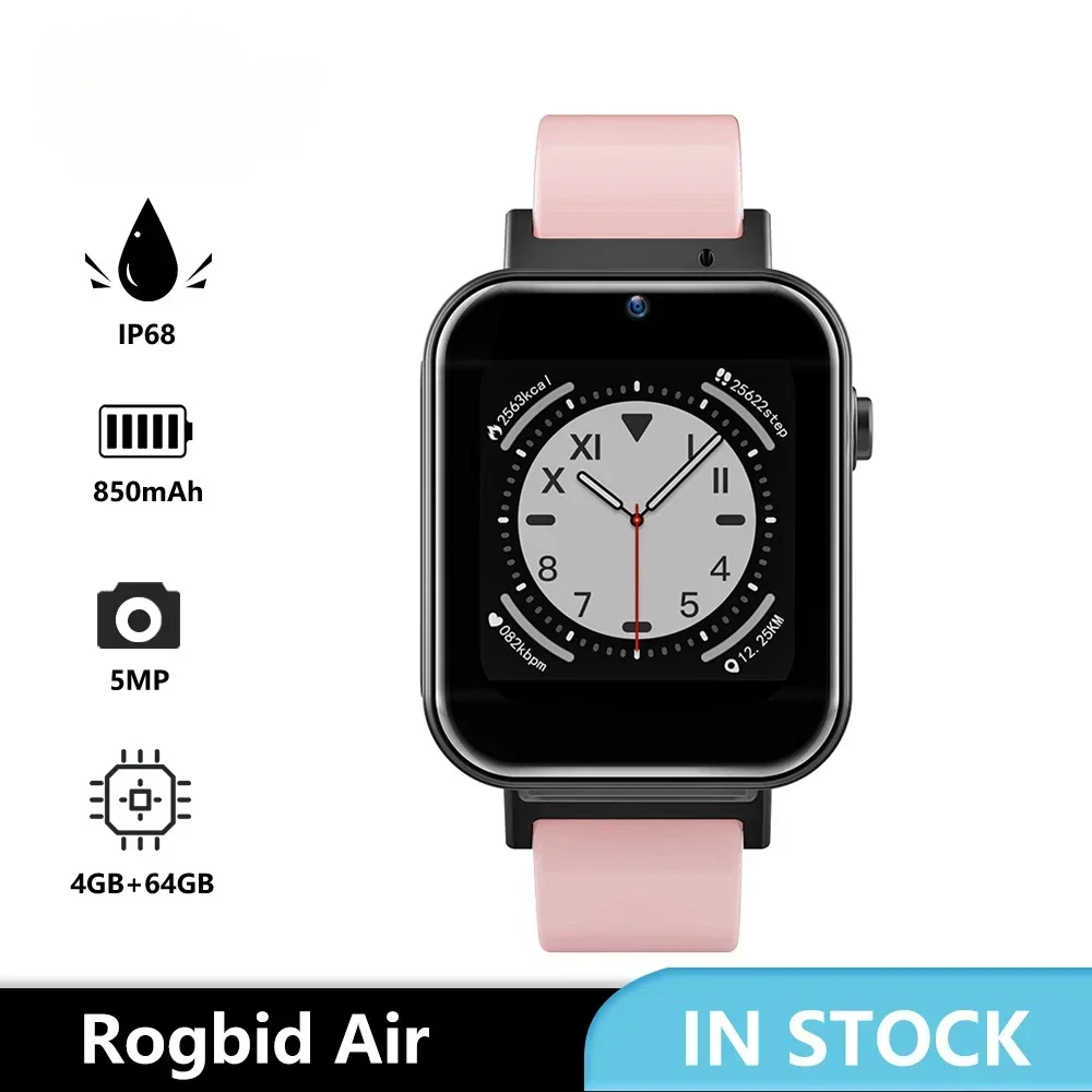 Original Rogbid Air 4G LTE Smart Watch Phone GPS 4GB 64GB HD Camera 5MP men Face ID WIFI Android 9.1 IP68 Waterproof Smartwatch