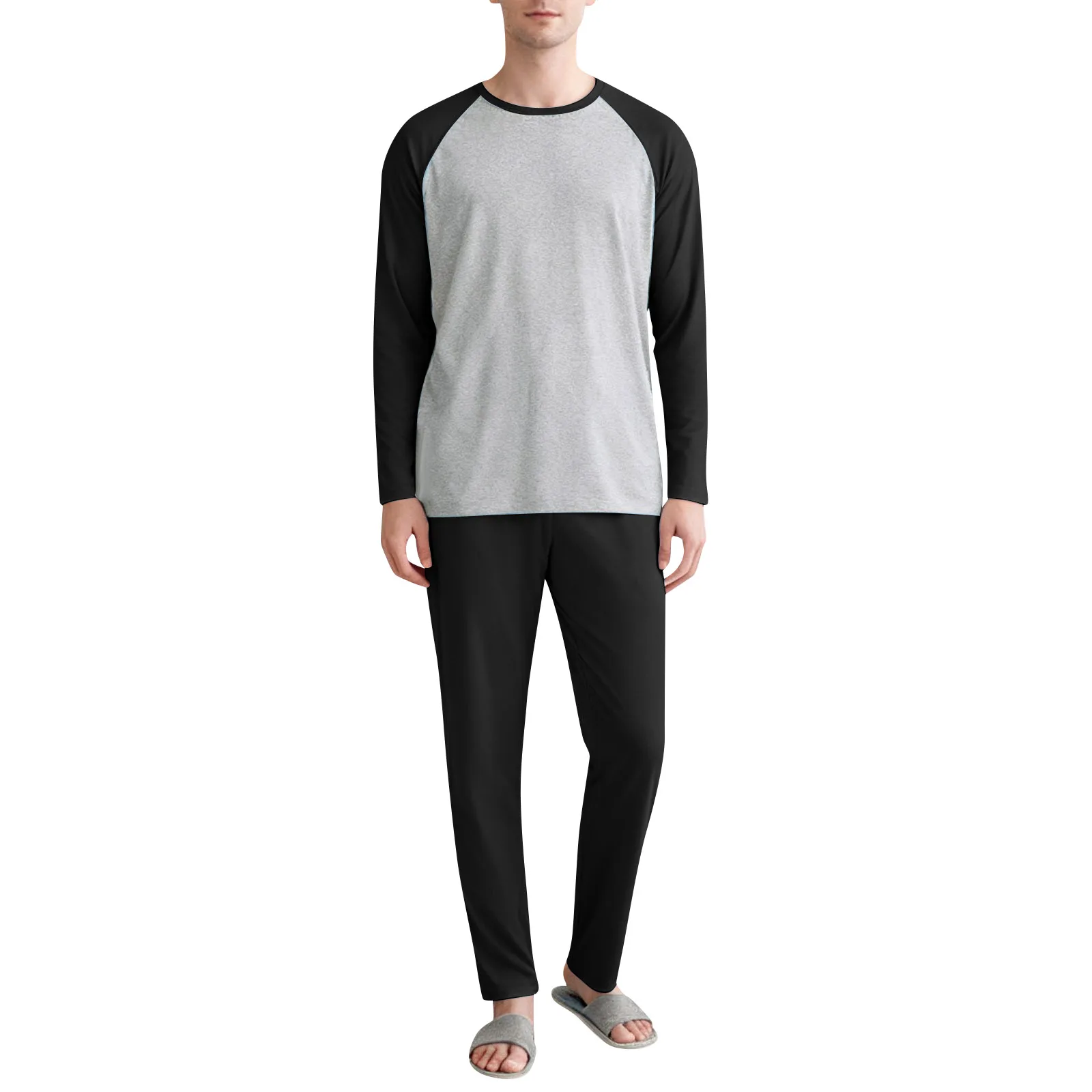 

2Pcs Pajama Set Men's Plus Size Outfit With Checkered Prints Long-Sleeve And Pant Great for Night Rest Or Leisure Weekends