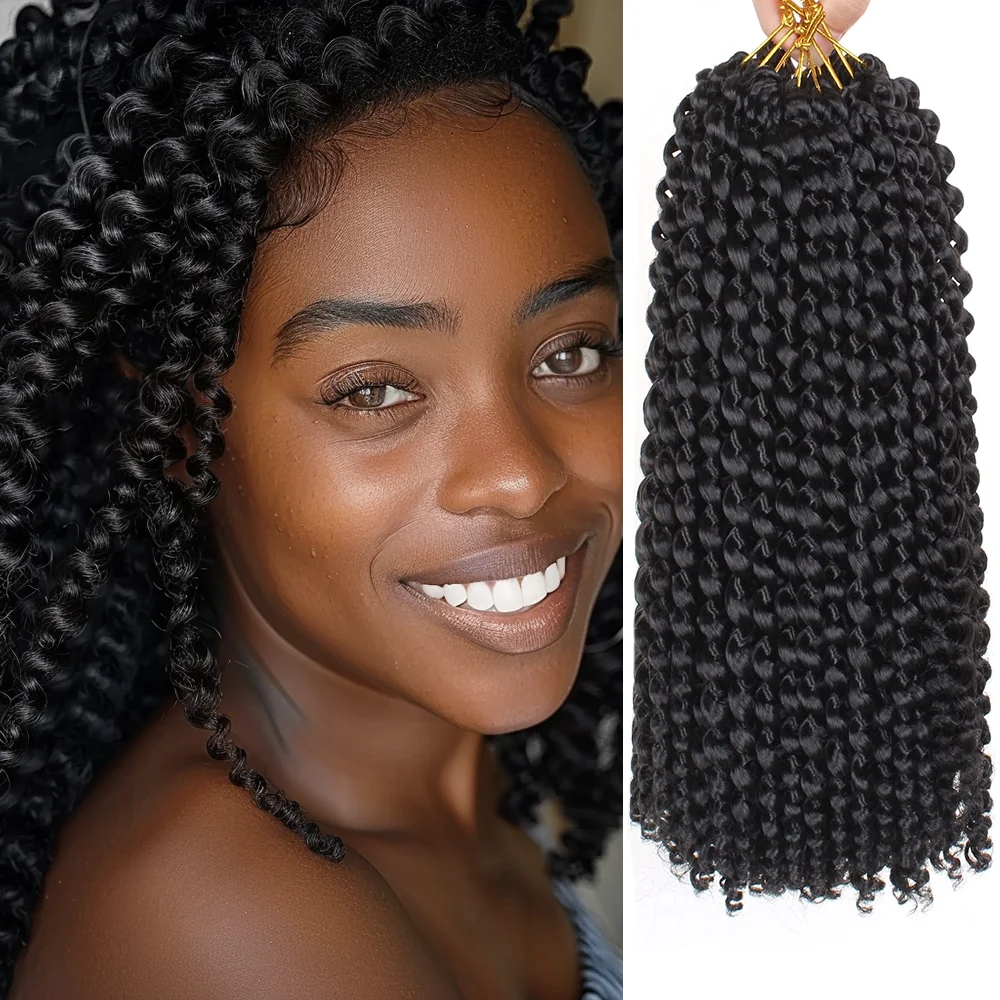 Spring Twist Braiding Hair 8 inch Spring Twists Bomb Twist Hair Synthetic Fiber Fluffy Twist Crochet Braids Dredlocks Hair black