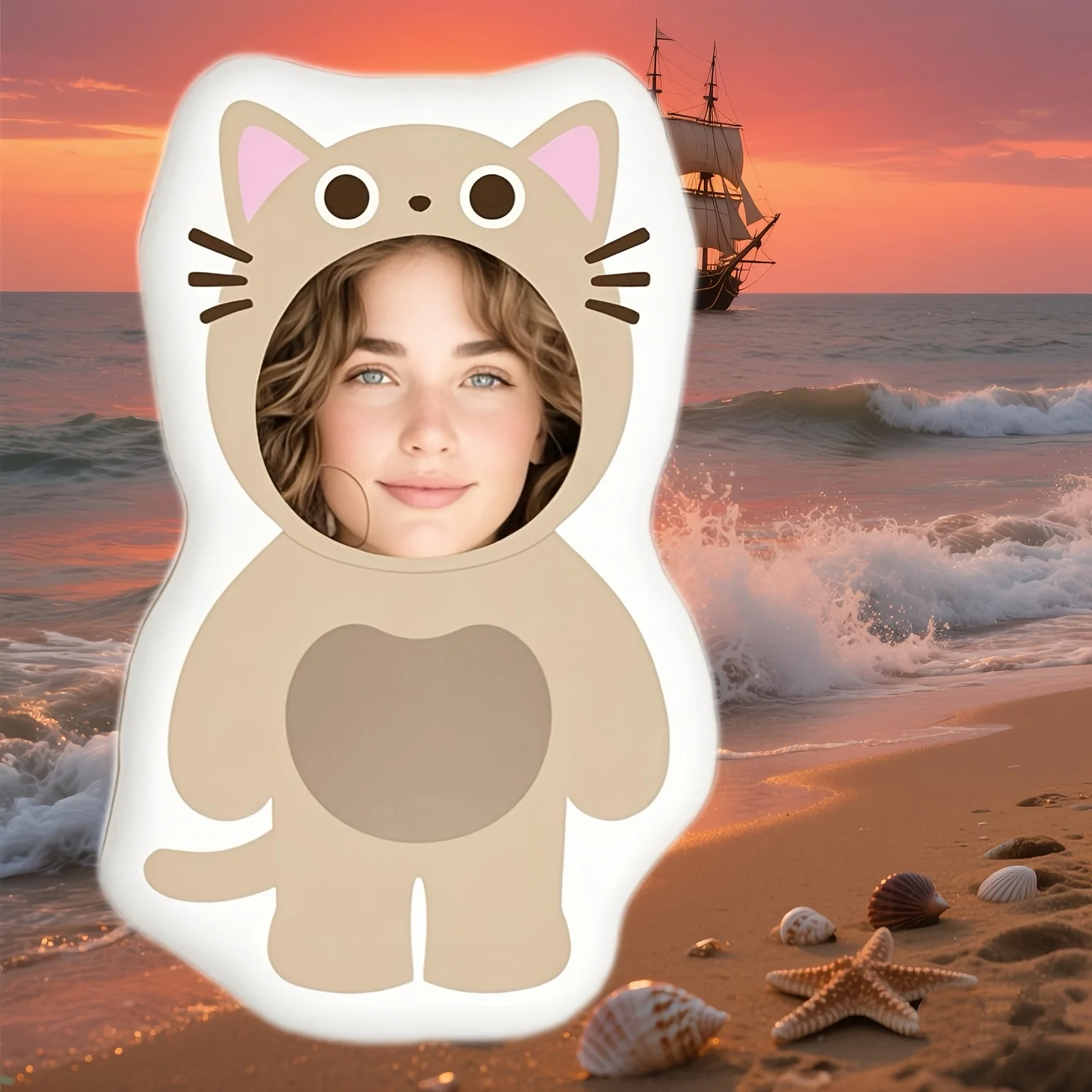 Custom Photo Face Cat Shaped Pillow Personalized Irregular Plush Cushion DIY Upload Picture Cute Animal Valentine Couple Gift