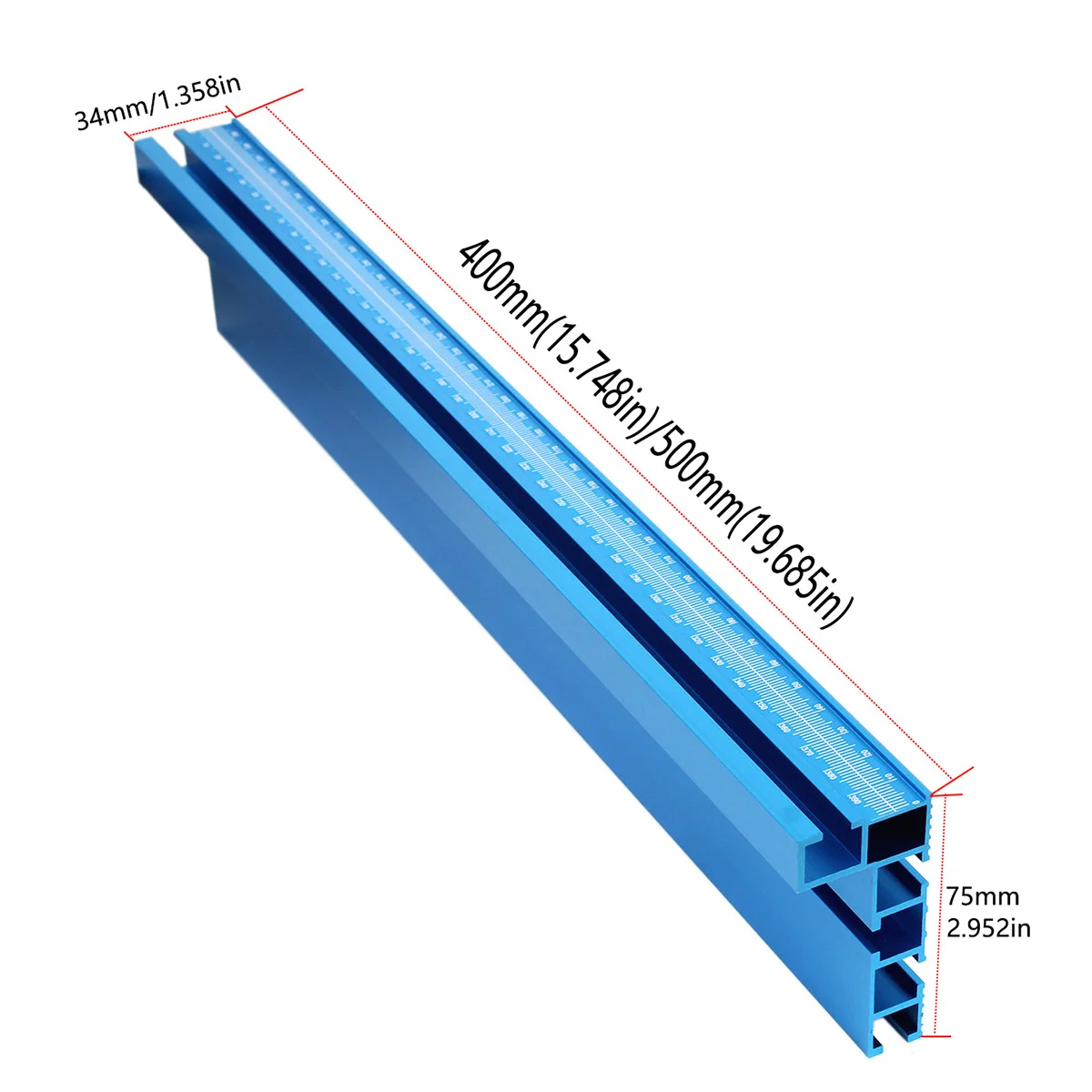 75 Type Blue Aluminum Profile Router Fence 40/50cm Multi T-Track Table Saw Fence Woodworking T-Slot Miter Track Fence Stopper view 6