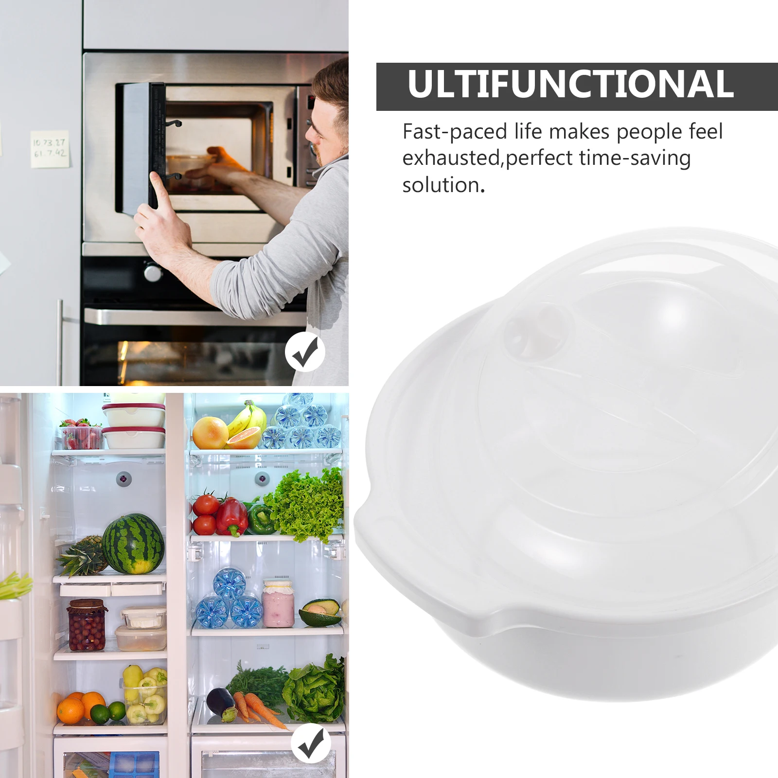 

Microwave Oven Plastic Craft Food Bowl White Cover Kitchen Safe Easy Clean Heat Resistant Home Restaurant Baking Pan