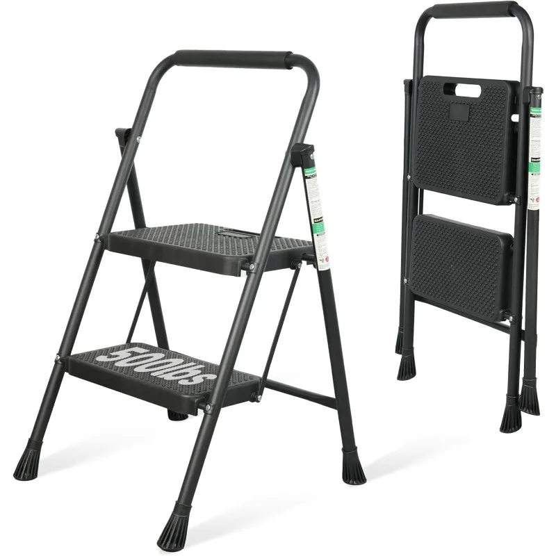 

2 Step Ladder, Portable Steel Folding Step Stool with Wide Anti-Slip Pedal & Convenient Handgrip