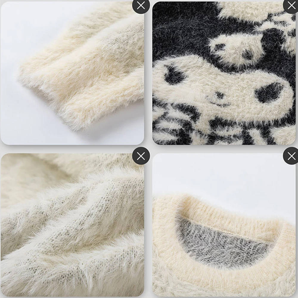 لطيف Kuromi سترة Sanrioed الرجال النساء رشاقته محبوك القمم أنيمي Kawaii الخريف الشتاء طالب فضفاض زوجين الزي ملابس علوية غير رسمية