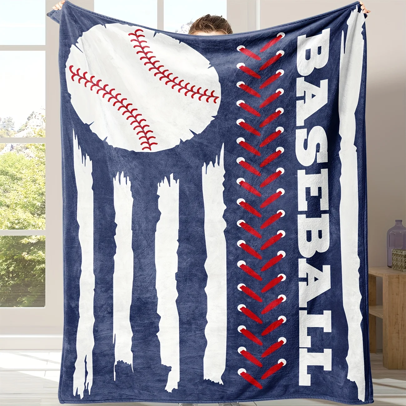 Baseball Print Flannel Blanket for All Seasons