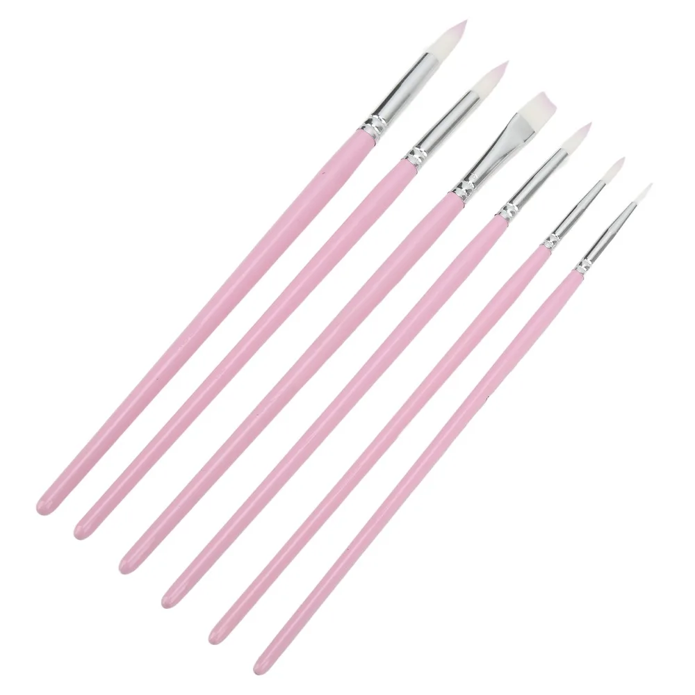 6pcs Flat And Pointed Watercolor Paint Brush Set Easy Cleaning Professional Acrylic Paint Brush Set Clay Sculpting Tool Set