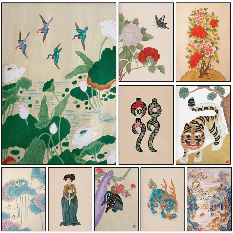 Ретро корейские народные традиции плакат с принтом холст художественные фотографии дома для гостиной и спальни Настенный декор безрамная живопись