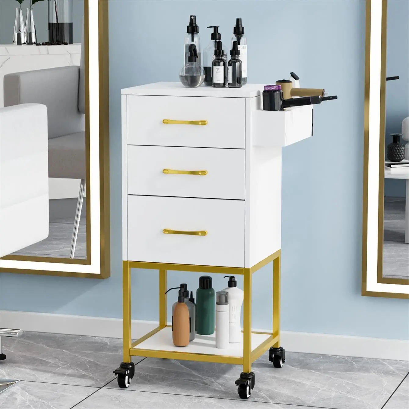 Modern Designed Wooden Hairdressing Salon Trolley Beauty Cart For Hair Salon And Barber Shop Workshop Use