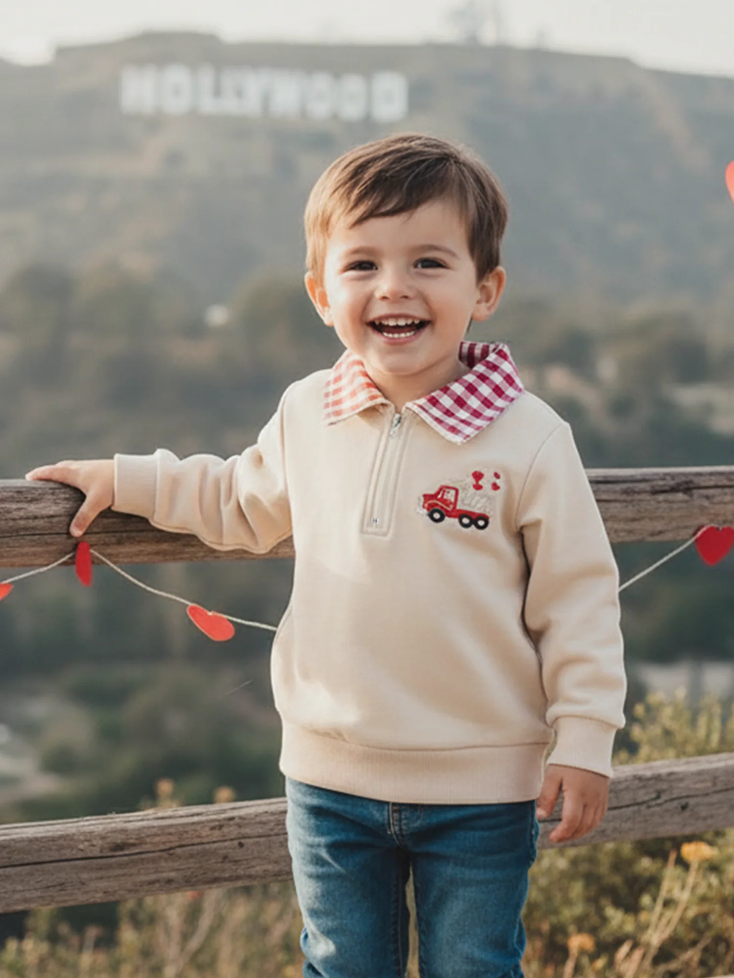 

Boys Valentine s Day Sweatshirt Stylish Long Sleeve Hoodie with Turn-down Collar and Embroidered Pullover Design for Kids