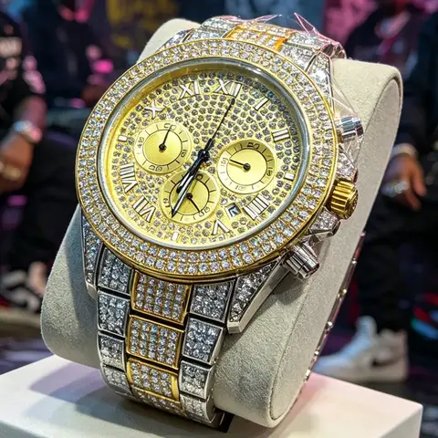 NO Logo Silver Gold Full Diamond Hip Hop Iced Out Bling Quartz Watch Men Fashion Hot Brand AAA Watch Man Jewelry Dropshipping