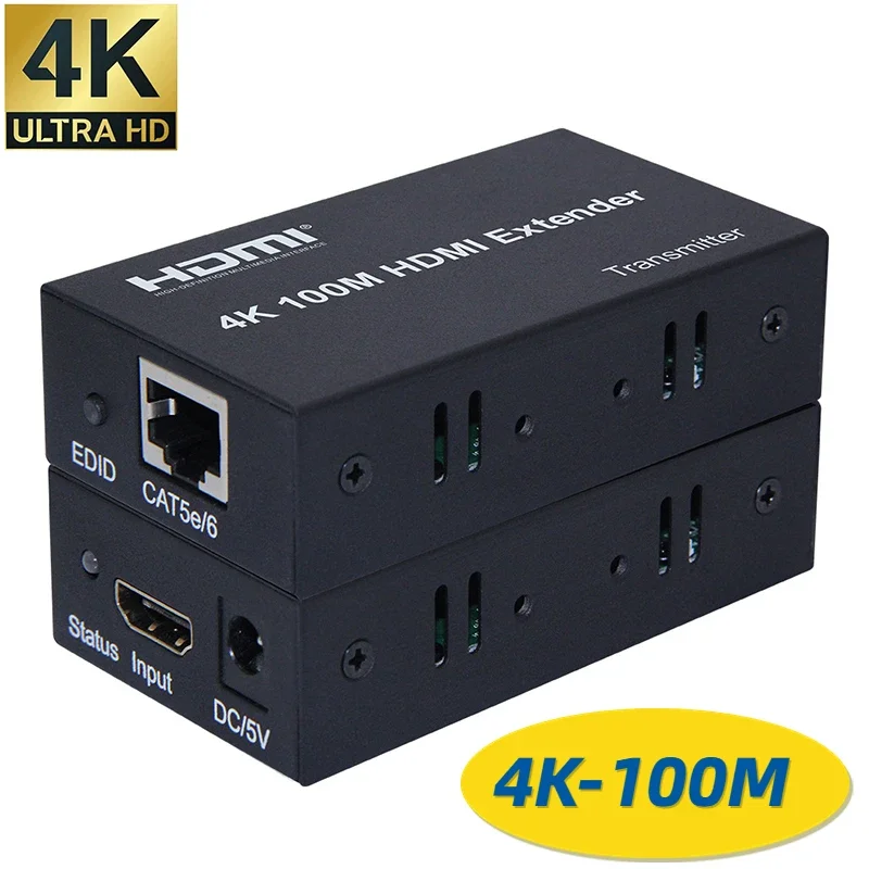 

4K HDMI удлинитель 100 м через один кабель Cat5E/6 HDMI Ethernet удлинитель передача удлинитель Ретранслятор с EDID для ПК