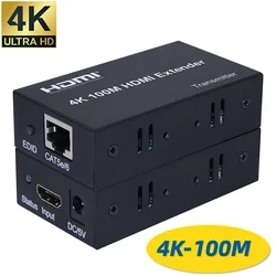 4K HDMI Extender 100M over Single Cat5E/6 Cable HDMI Ethernet Extender Transmit Extension Repeater with EDID for PC HDTV Laptop